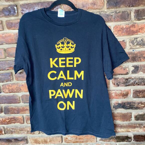 Delta Keep Calm and & Pawn On Pawn Stars Short Sleeve T-Shirt Men's Size Large - Picture 1 of 4